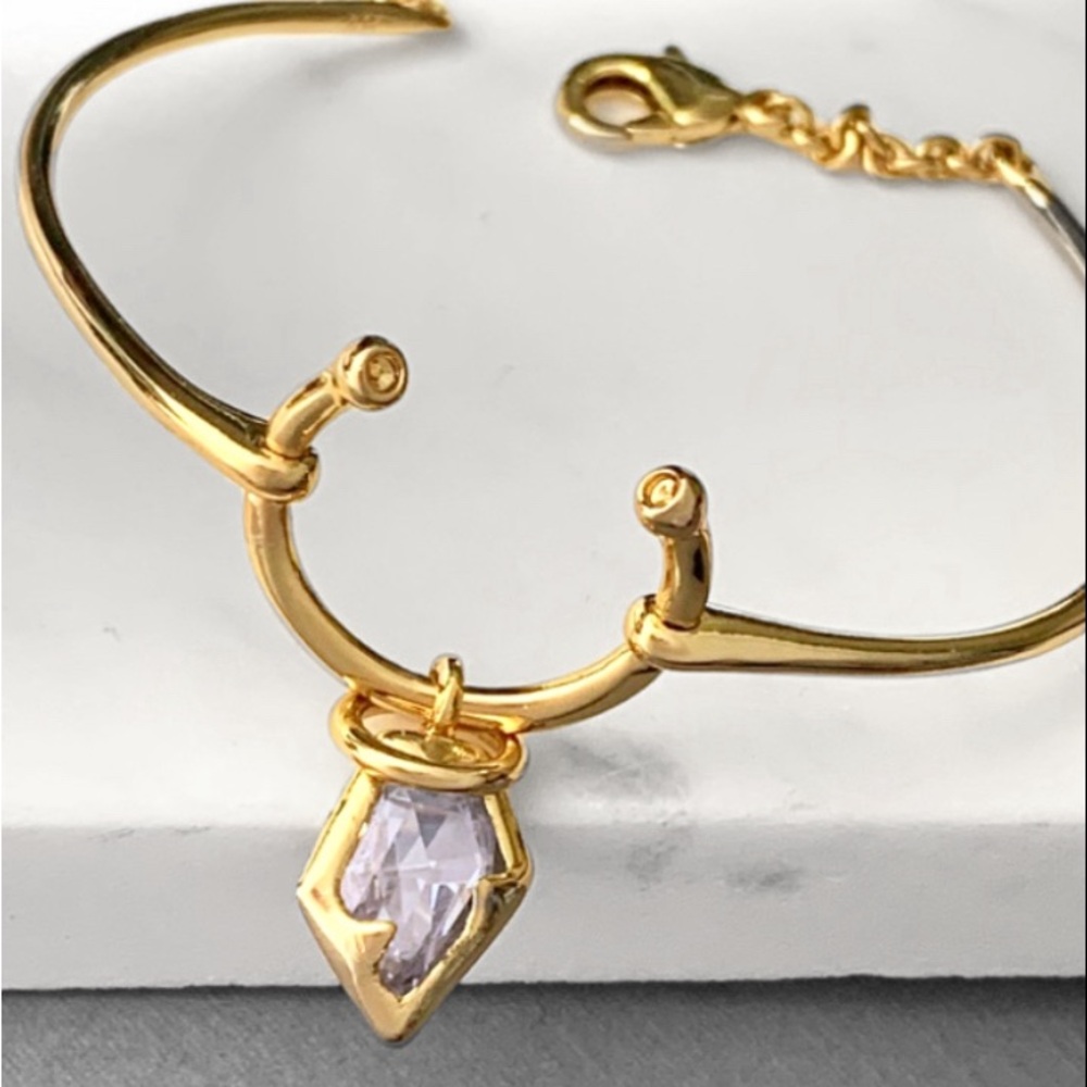 ALEXIS BITTAR • NEW Miss Havisham Horseshoe Celestial Pear Gold CZ Bracelet - Picture 7 of 9